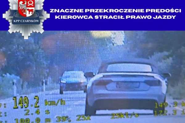 149 km/h na W178 – 40-latek z Wągrowca stracił prawo jazdy na trzy miesiące
