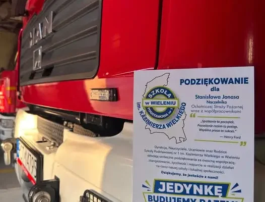 Uczniowie z SP 1 Wieleń podziękowali strażakom z OSP Wieleń