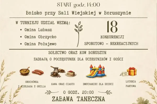 Turniej Gmin w Boruszynie – sport i zabawa taneczna 5 lipca
