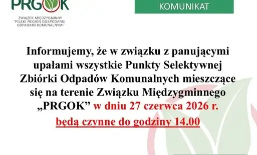 PSZOK w sobotę czynny do godz. 14:00 z powodu upałów
