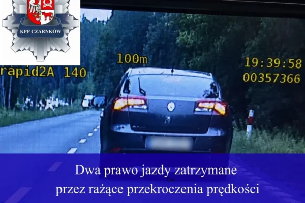 Dwóch kierowców straciło prawa jazdy za rażące przekroczenie prędkości w powiecie czarnkowskim