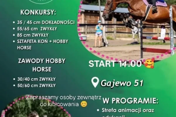 Zawody jeździeckie i Hobby Horse w Gajewie – niedzielne popołudnie z końmi
