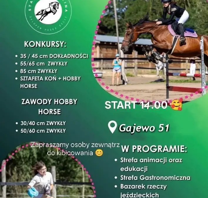 Zawody jeździeckie i Hobby Horse w Gajewie – niedzielne popołudnie z końmi