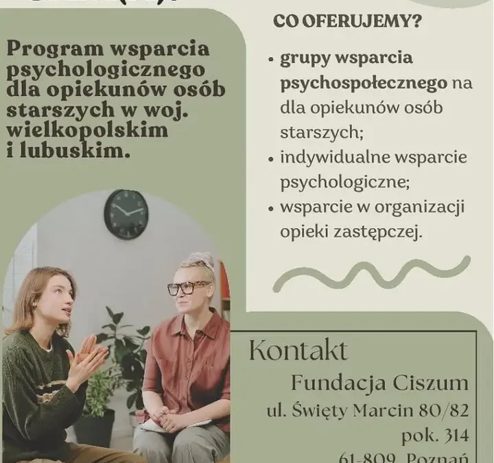 Bezpłatne wsparcie psychologiczne dla opiekunów osób starszych – ostatnie miejsca