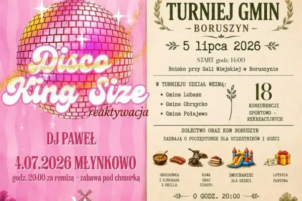 Pierwszy weekend lipca w gminie Połajewo: Disco King Size i Turniej Gmin