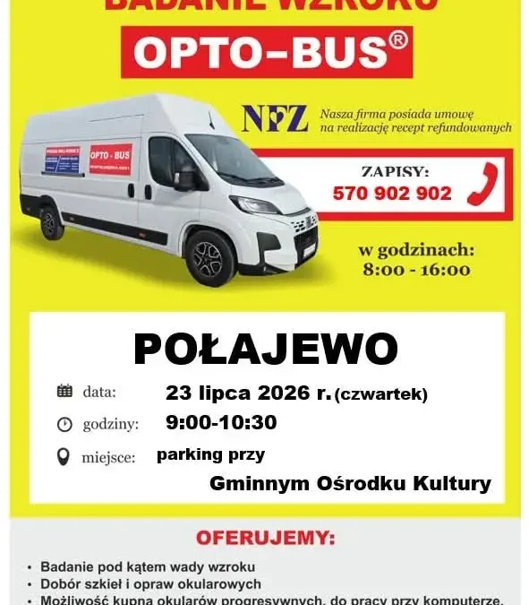 Bezpłatne badanie wzroku w Połajewie – 23 lipca 2026