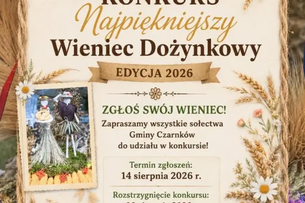 Konkurs na najpiękniejszy wieniec dożynkowy w Gminie Czarnków – zgłoszenia do 14 sierpnia