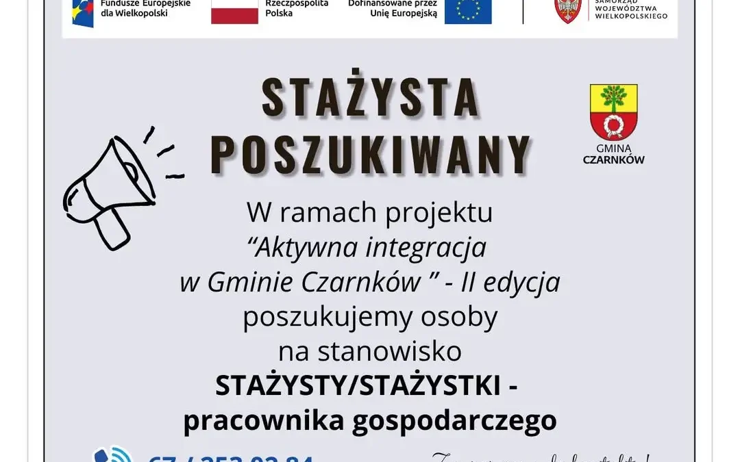 Gmina Czarnków poszukuje stażysty – pracownika gospodarczego