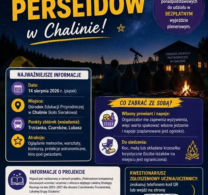 Noc Perseidów w Chalinie – bezpłatna wycieczka dla uczniów szkół ponadpodstawowych