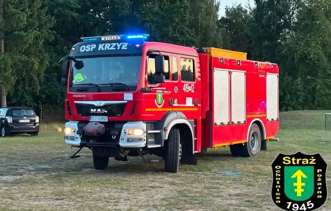 OSP Krzyż Wielkopolski zabezpieczał lądowisko dla Lotniczego Pogotowia Ratunkowego w Łokaczu Małym