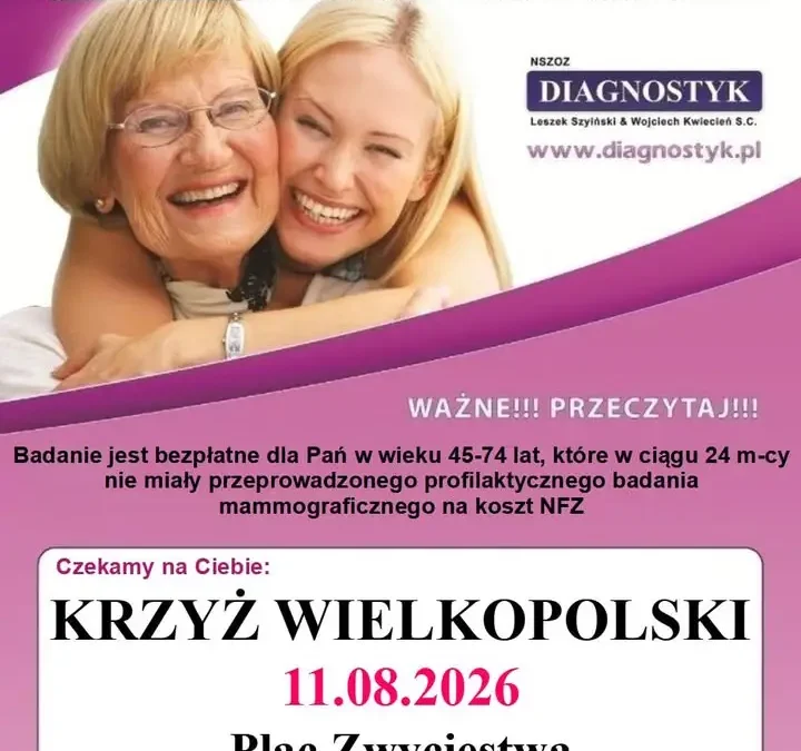 Bezpłatne badania mammograficzne w mammobusie w Krzyżu Wielkopolskim