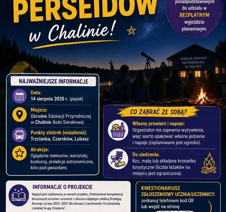 Noc Perseidów w Chalinie – edukacyjna przygoda pod gwiazdami dla młodzieży