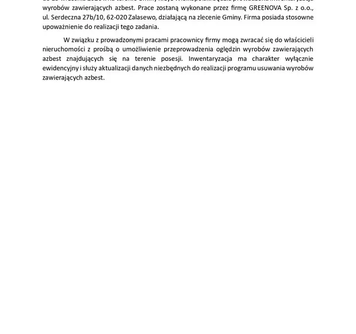 Gmina Krzyż Wielkopolski przeprowadzi inwentaryzację azbestu