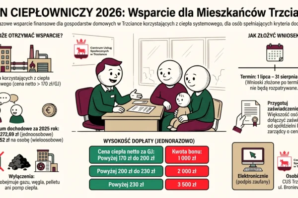 Bon ciepłowniczy 2026 – wsparcie dla odbiorców ciepła systemowego w Trzciance