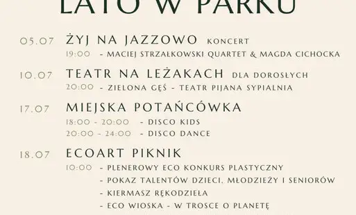 Kulturalne lato w parku 2026 – zapowiedź wydarzeń w Czarnkowie