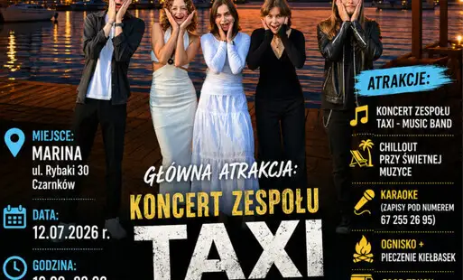 Koncert na wodzie 2026 – Taxi, ognisko i karaoke w Czarnkowie