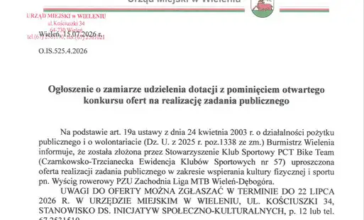 Gmina Wieleń planuje dotację na wyścig rowerowy PZU Zachodnia Liga MTB