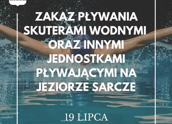 Zakaz pływania skuterami wodnymi na Jeziorze Sarcze 19 lipca