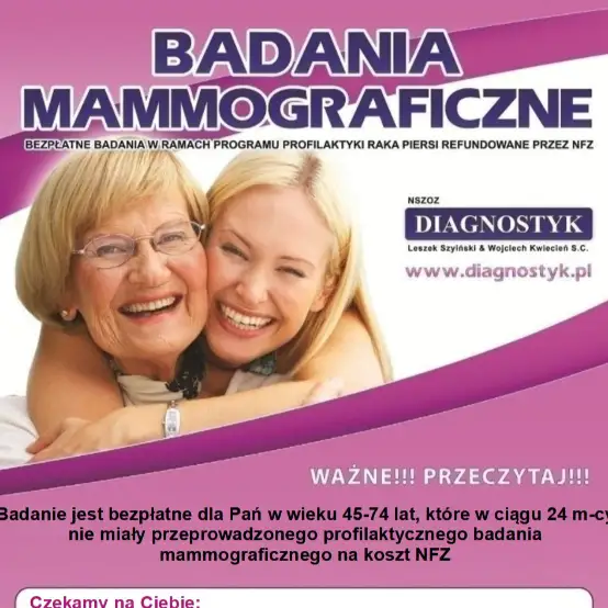 Bezpłatna mammografia w Trzciance – 14 sierpnia 2026