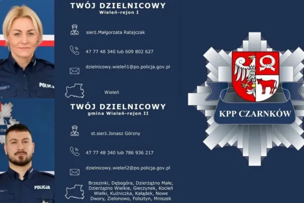 Poznaj dzielnicowych z Wielenia: rejony I, II i III – sprawdź, kto dba o Twoje bezpieczeństwo