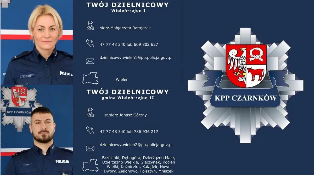 Poznaj dzielnicowych z Wielenia: rejony I, II i III – sprawdź, kto dba o Twoje bezpieczeństwo