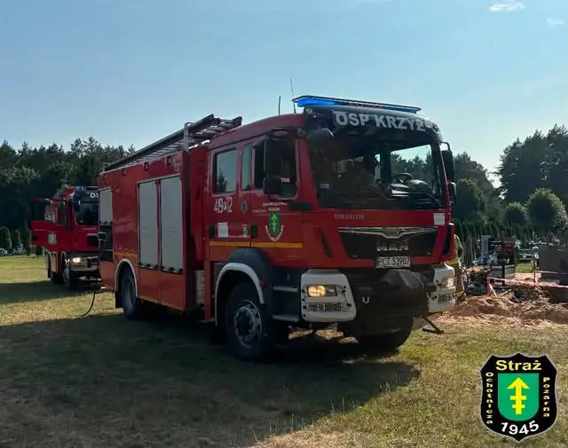 Pożar grobu na cmentarzu w Krzyżu Wielkopolskim – interwencja OSP