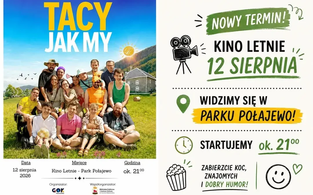 Kino letnie w Połajewie – nowy termin seansu 12 sierpnia