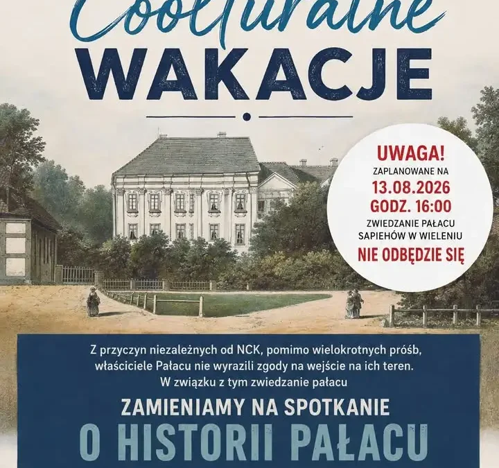 Zmiana planów: zamiast zwiedzania pałacu w Wieleniu – spotkanie o jego historii