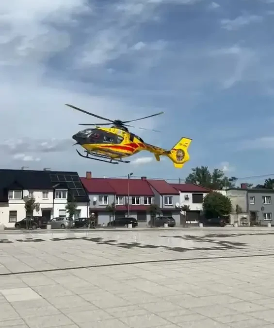 Druhowie z OSP Wieleń zabezpieczali lądowisko dla śmigłowca LPR