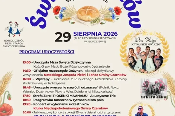 Dożynki Gminne w Jędrzejewie – Święto Plonów już 29 sierpnia
