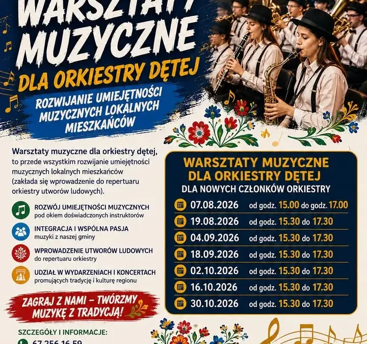 Warsztaty muzyczne dla Orkiestry Dętej w Wieleniu – dołącz do nas!