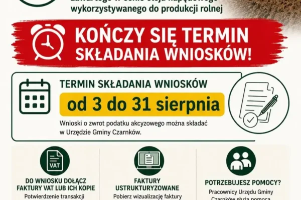 Przypominamy: 31 sierpnia mija termin zwrotu podatku akcyzowego dla rolników