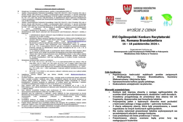 XVI Ogólnopolski Konkurs Recytatorski im. Romana Brandstaettera w Pokrzywnie
