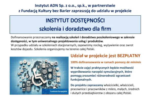 Bezpłatne szkolenia i doradztwo dla firm – spotkanie informacyjne projektu Instytut Dostępności