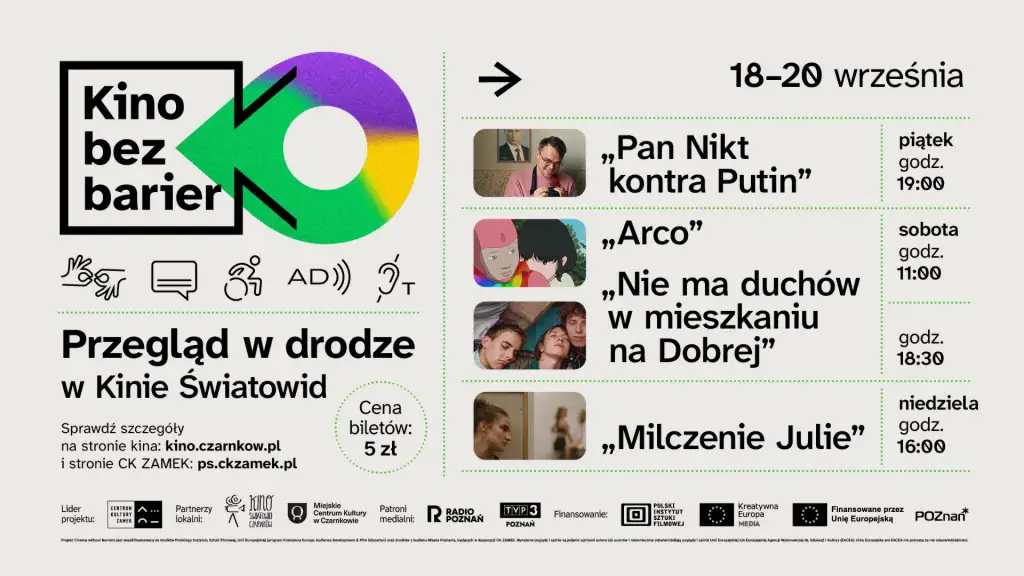 Kino bez barier w Czarnkowie – filmy z audiodeskrypcją i napisami