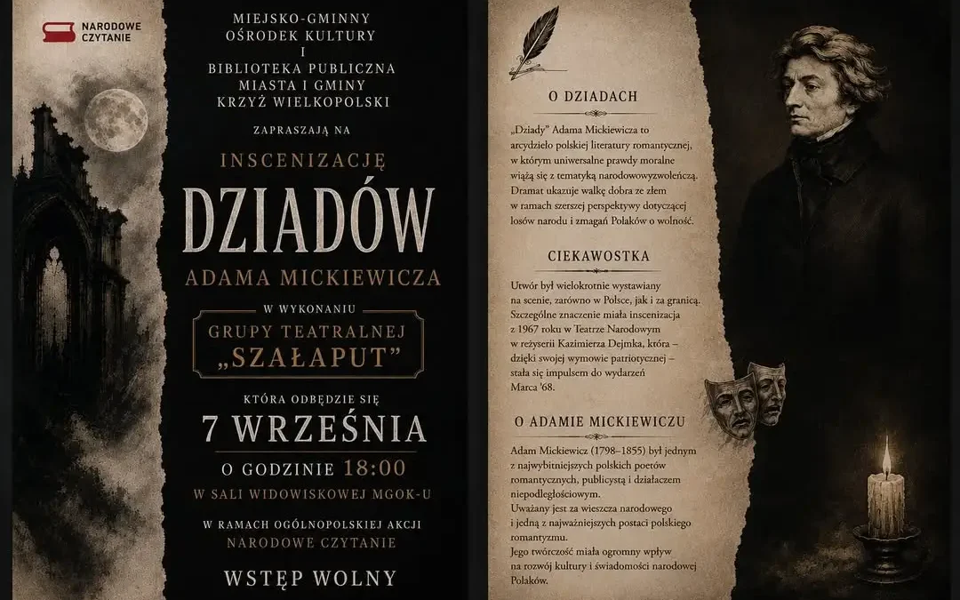 Narodowe Czytanie 2026: Inscenizacja „Dziadów” w MGOK-u