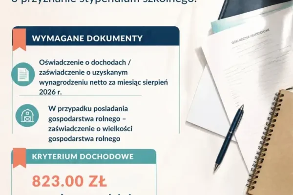 Stypendium szkolne 2026/2027 w Gminie Czarnków – nabór wniosków do 15 września