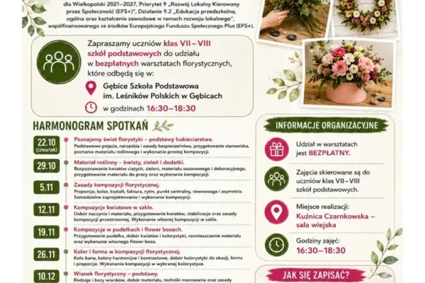 Bezpłatne warsztaty florystyczne dla młodzieży z Gębic i okolic