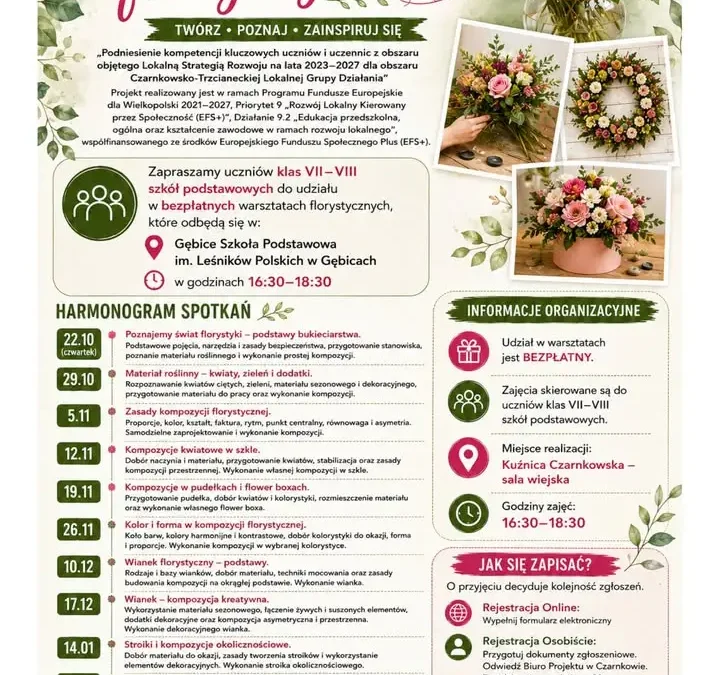 Bezpłatne warsztaty florystyczne dla młodzieży z Gębic i okolic