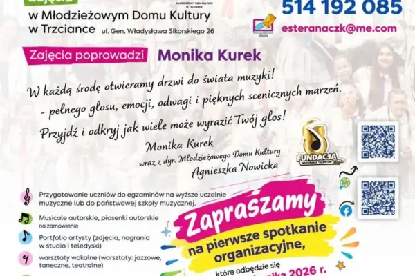 Studio Piosenki ESTI startuje w Trzciance – nowe zajęcia wokalne w MDK