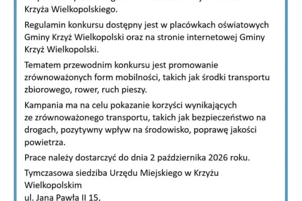 Konkurs plastyczny dla dzieci z Gminy Krzyż Wielkopolski: „Moja bezpieczna droga – rowerem lub pieszo”