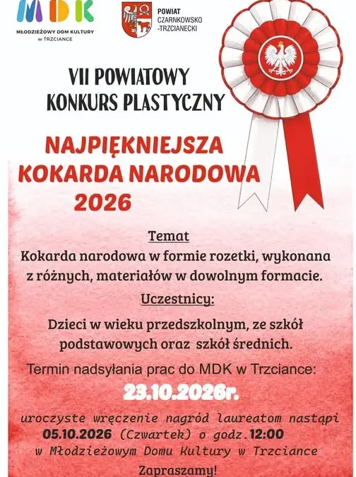 VII Powiatowy Konkurs Plastyczny w Trzciance – kokarda narodowa w formie rozetki