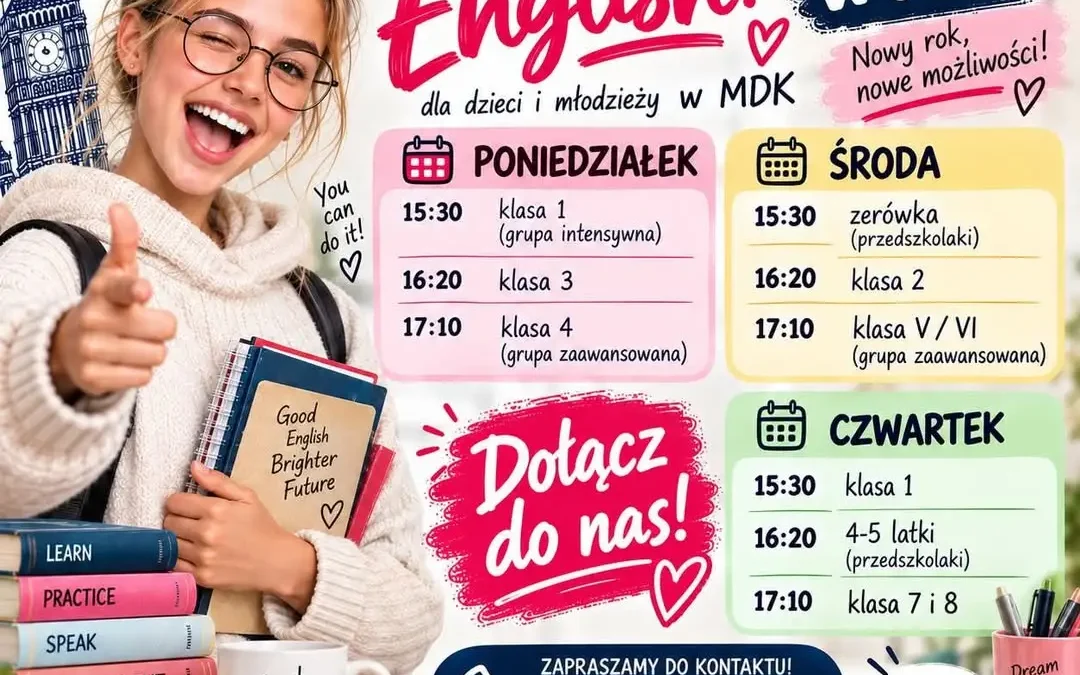 Nowy grafik zajęć dla dzieci i młodzieży w MDK Trzcianka