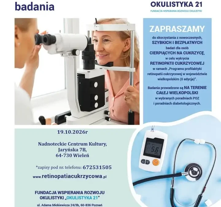 Bezpłatne badania wzroku dla cukrzyków w Wieleniu – 19 października