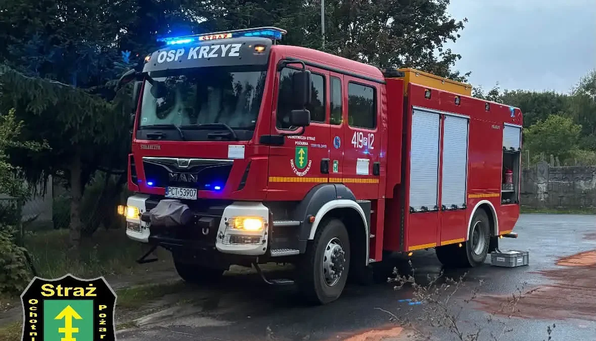 Plama oleju na drodze Krzyż Wielkopolski – Drawsko. Interweniowała OSP KSRG