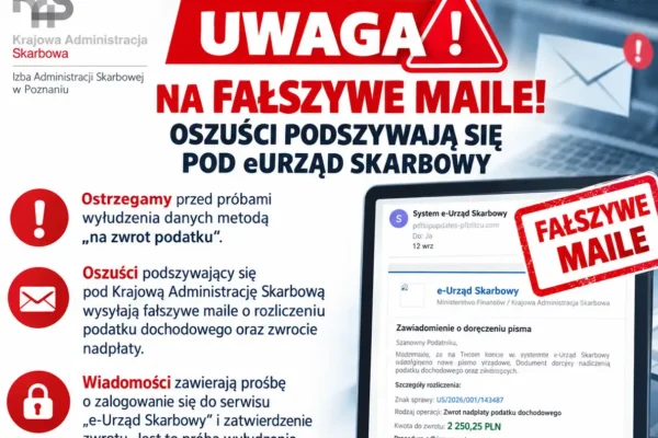 Fałszywe maile od „eUrzędu Skarbowego” – oszuści polują na Twoje dane