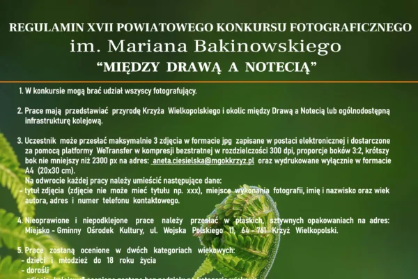 XVII Konkurs Fotograficzny im. Mariana Bakinowskiego – pokaż piękno Drawy i Noteci