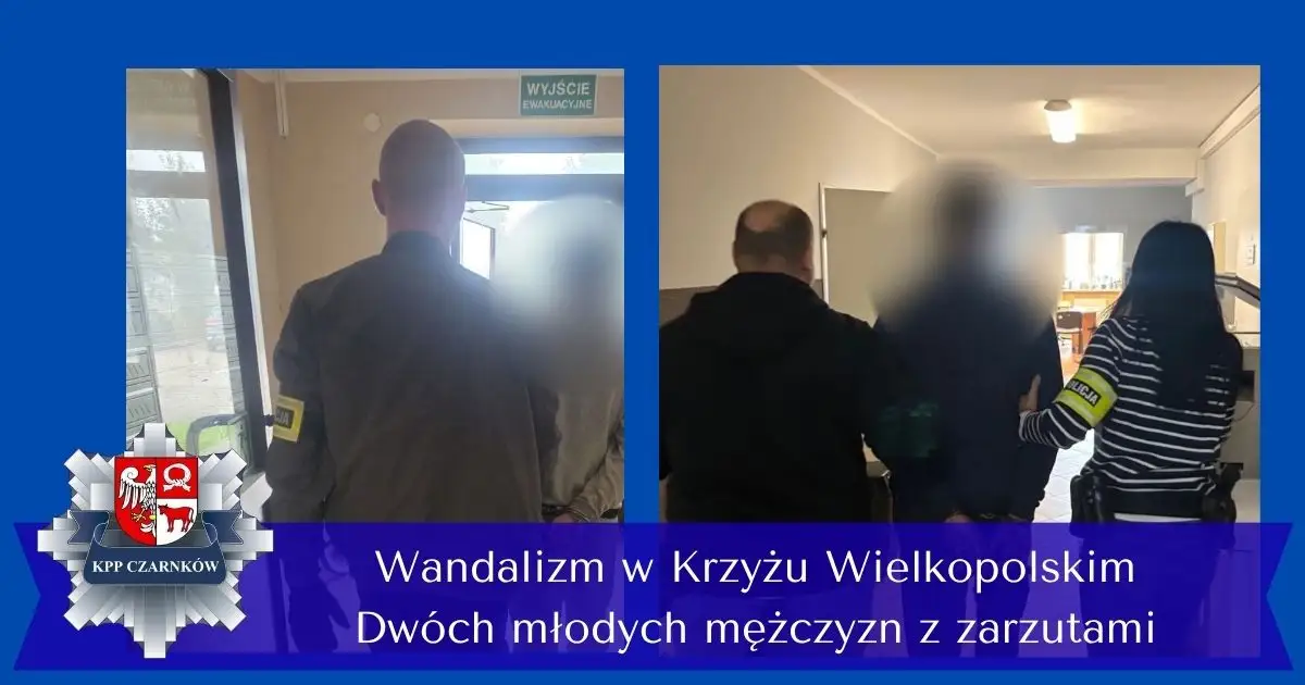 Akt wandalizmu w Krzyżu Wielkopolskim. Dwóch młodych mężczyzn usłyszało zarzuty