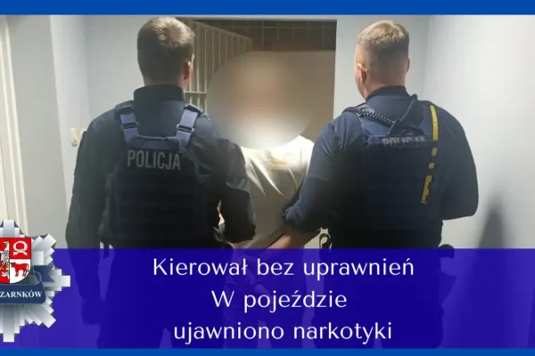Nocna kontrola na terenie gminy Wieleń: 37-latek bez prawa jazdy, z narkotykami i bez OC