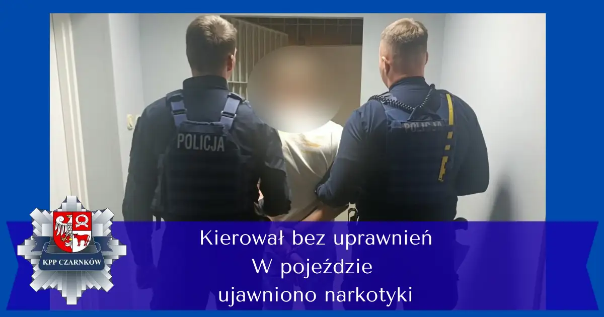 Nocna kontrola na terenie gminy Wieleń: 37-latek bez prawa jazdy, z narkotykami i bez OC